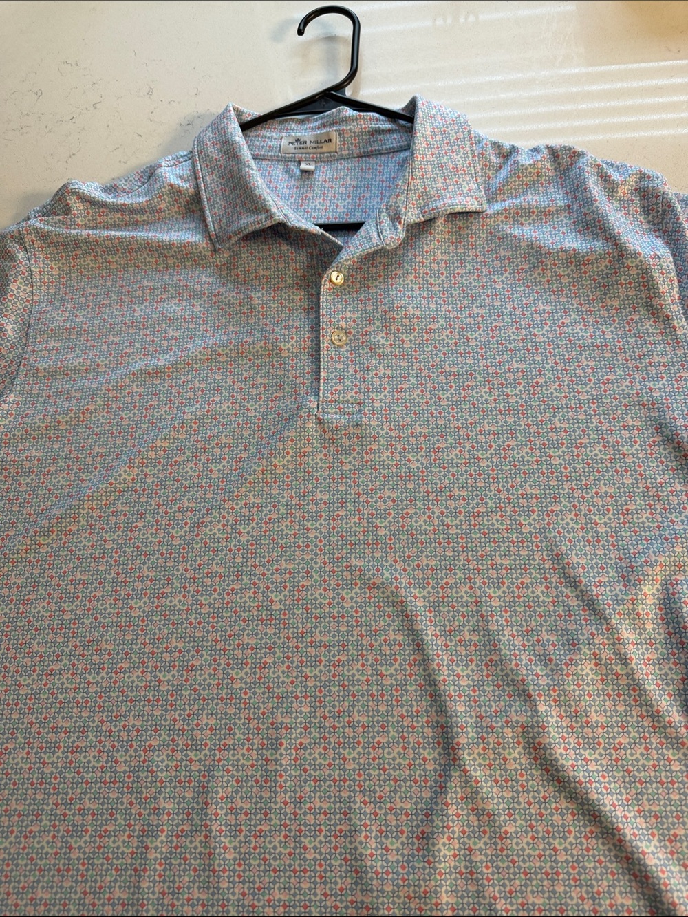 Peter Millar Men’s Light Blue & Pink Micro-Pattern Polo
